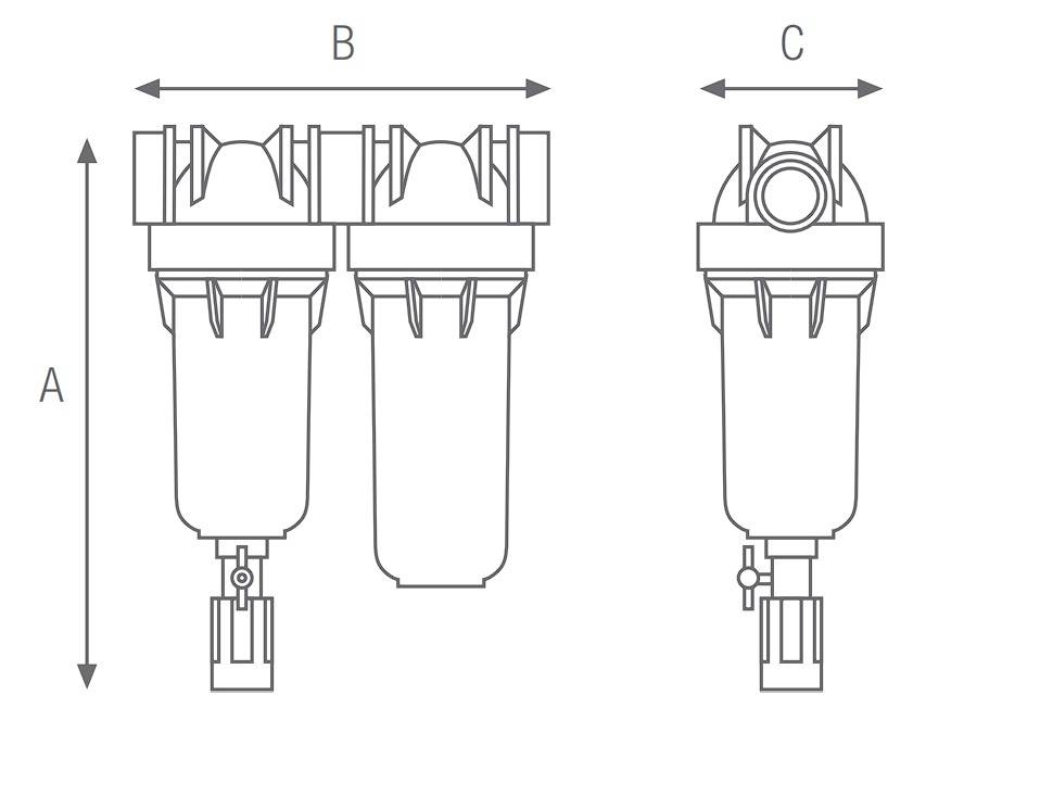 Filter Atlas Hydra RLH DUO 1 - rozmery